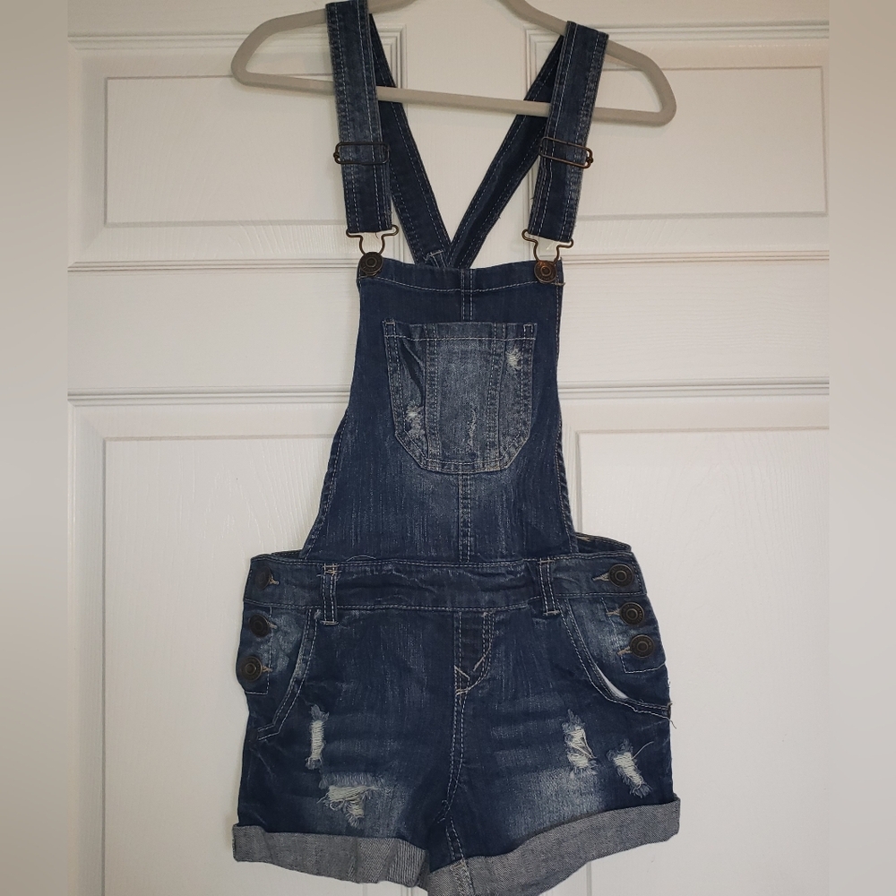 Stretch Denim Shortalls, XS